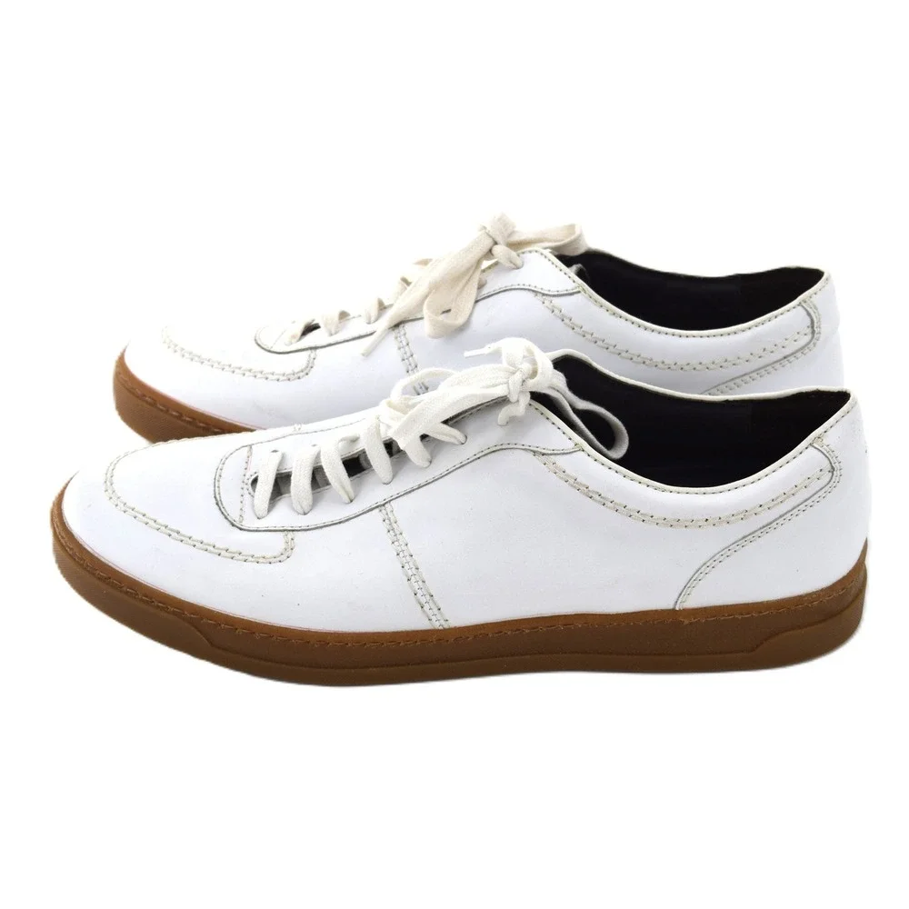 Bruno Magli Dominico Sneaker Mens 13 White Good Leather Low Top Gum Sole NWOT